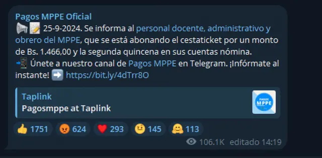 Pagos MPPE 2024