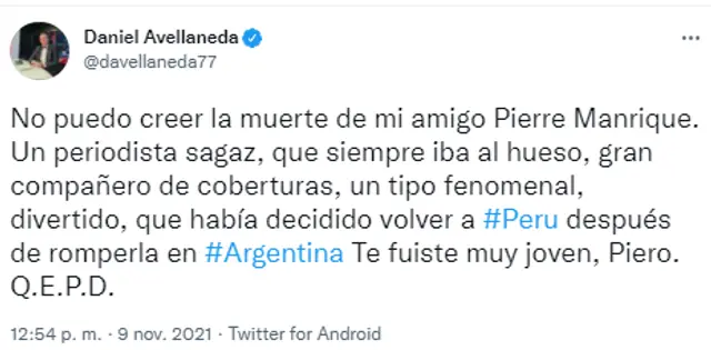 Daniel Avellaneda sobre Pierre Manrique.