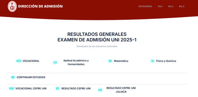 examen de admisión UNI 2025