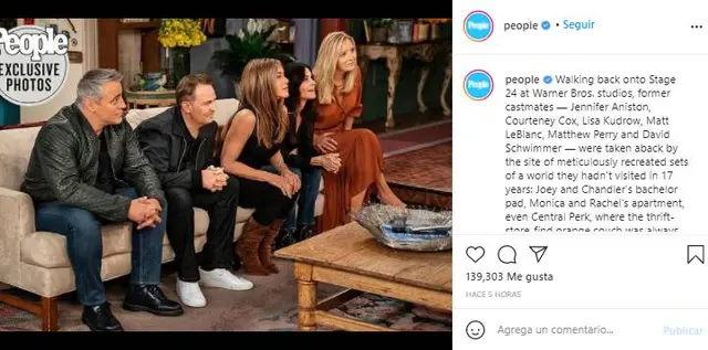 Publicación sobre el estreno de 'Friends: The Reunion'. Fuente: People.   