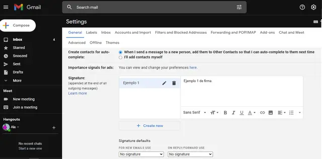 Agrega firma en Gmail