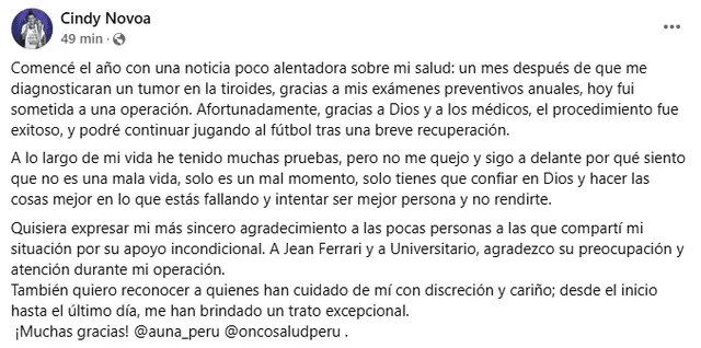Cindy Novoa.  