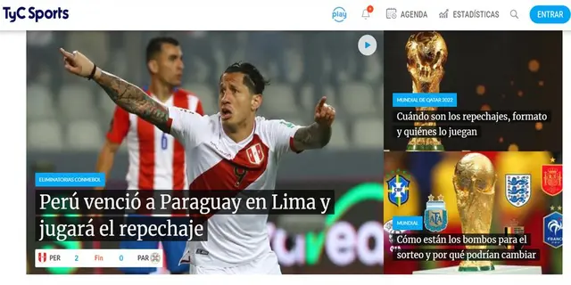 TyC Sports sobre Perú al repechaje