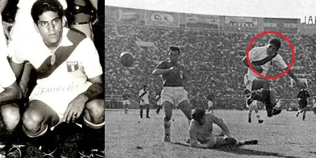 Juan Seminario frente a Inglaterra con Perú en 1959.   