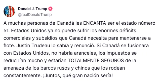 Comunicado de Donald Trump