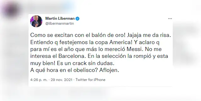 Martín Liberman contra Messi. Martín Liberman contra Messi.