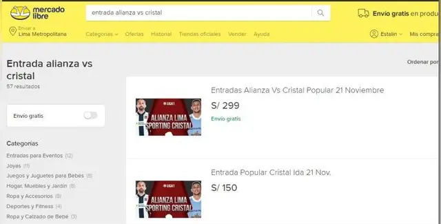 Alianza Lima vs Sporting Cristal entradas
