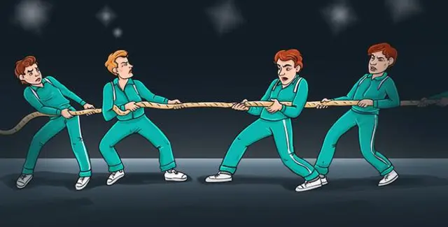 ¿Qué equipo ganará el juego de la cuerda? ¿Qué equipo ganará el juego de la cuerda?