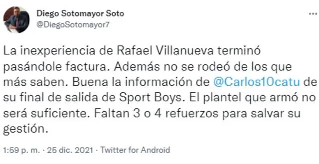(Foto: Twitter Diego Sotomayor)   