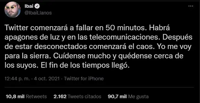 Ibai anuncia el fin de todos los tiempos tras caída mundial WhatsApp, Facebook e Instagram Ibai anuncia el fin de todos los tiempos tras caída mundial WhatsApp, Facebook e Instagram