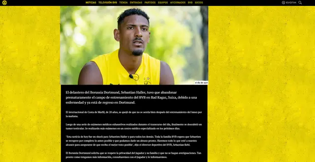 Comunicado de Borussia Dortmund sobre Sébastien Haller
