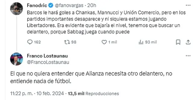 Franco Loustaunau criticó a Hernán Barcos Franco Loustaunau criticó a Hernán Barcos