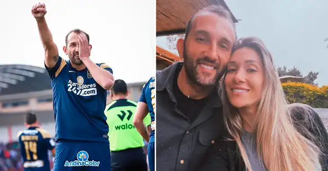 Hernán Barcos junto a su esposa