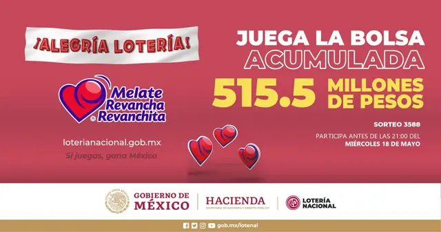<strong> Melate, revancha y revanchita Sorteo 2588</strong>   