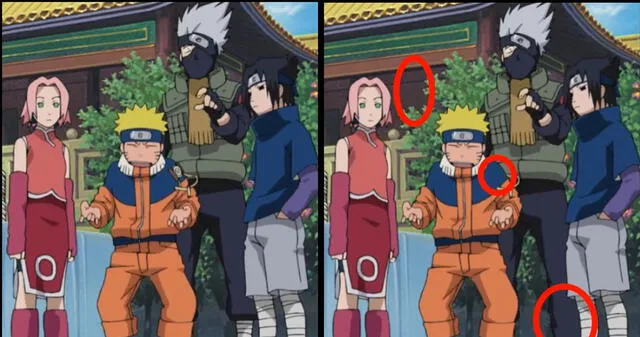 reto visual, acertijo visual, retos de internet, encuentra la diferencia, naruto