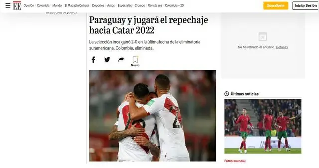 El Espectador sobre Perú al repechaje.