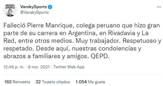 Juan Pablo Varsky sobre Pierre Manrique.
