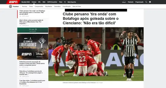 ESPN Brasil, Sport Boys, Cienciano