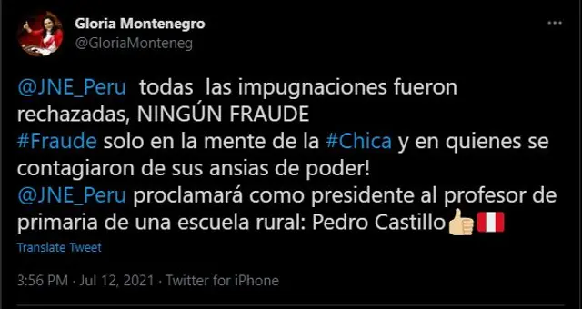 Montenegro comenta sobre Keiko Fujimori