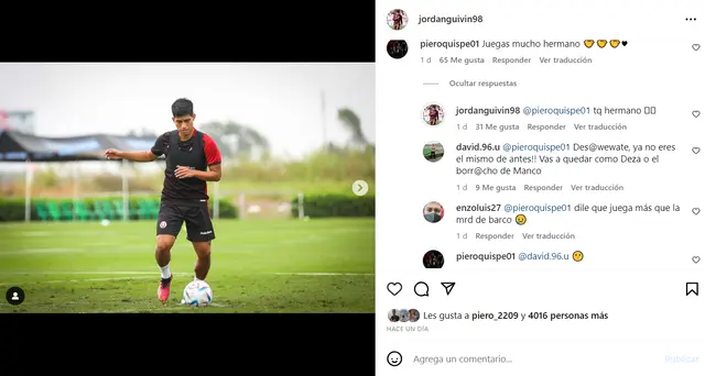 Piero Quispe le responde a hincha que lo estaba criticando por su nivel.