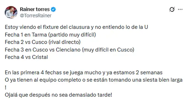 Rainer Torres apuntó contra la falta de fichajes Rainer Torres apuntó contra la falta de fichajes
