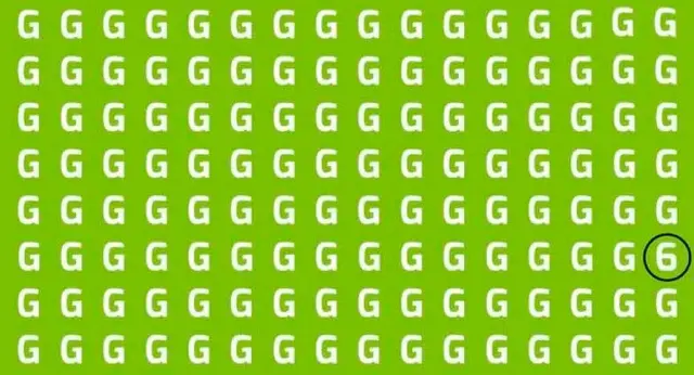 reto visual encuentra el número 6 letras G