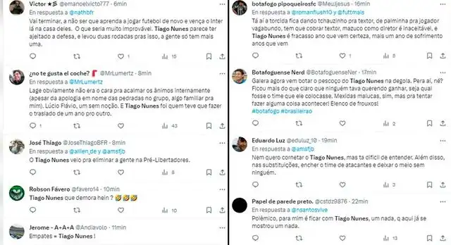 Hinchas de Botafogo contra Tiago Nunes   