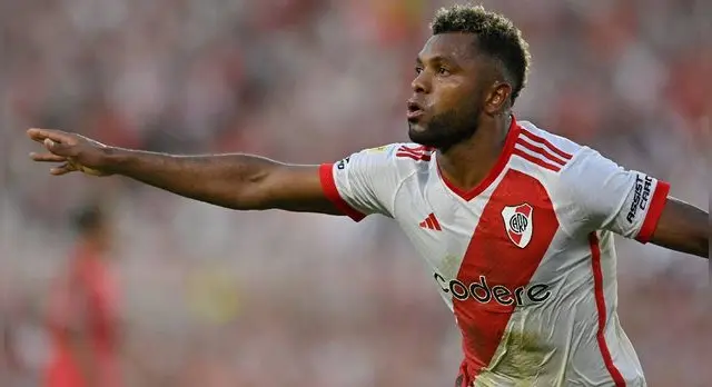 Miguel Borja es el goleador de River Plate en la Copa de la Liga 2024 con dos tantos.   