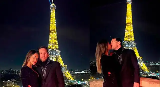 Lionel Messi junto a Antonella Roccuzzo en París