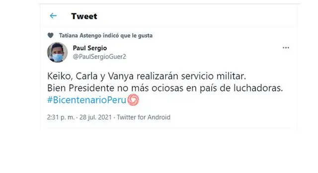 Tatiana Astengo sobre servicio militar