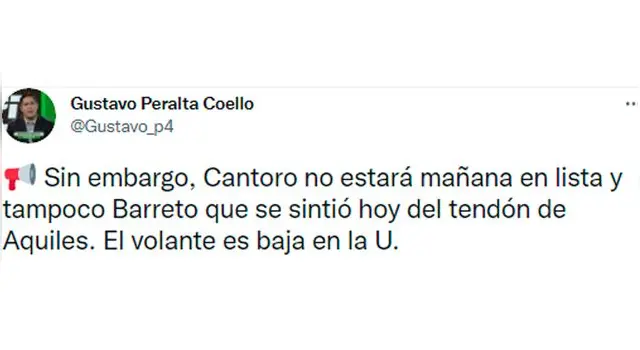 Gustavo Peralta en Twitter