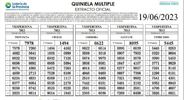 Extracto oficial de La Vespertina Extracto oficial de La Vespertina