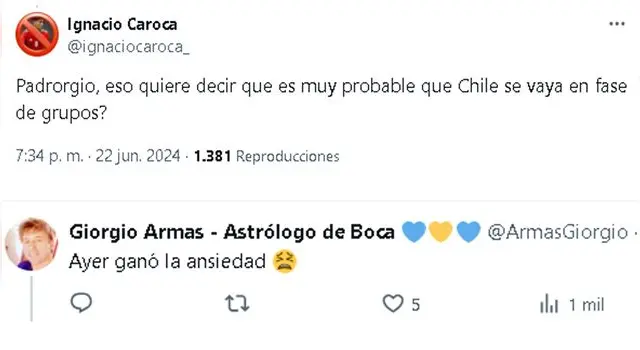 Así fue el tuit de Giorgio Armas tras el Perú vs. Chile   