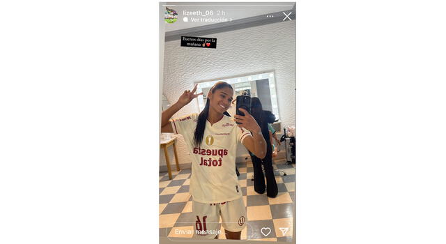 La publicación de Lizeth Ocampo con la indumentaria de Universitario | Foto: Instagram Lizeth Ocampo    