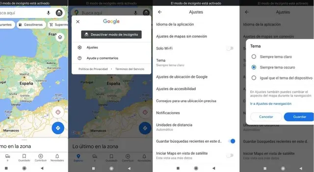 Pasos para activar el tema oscuro en Google Maps Pasos para activar el tema oscuro en Google Maps