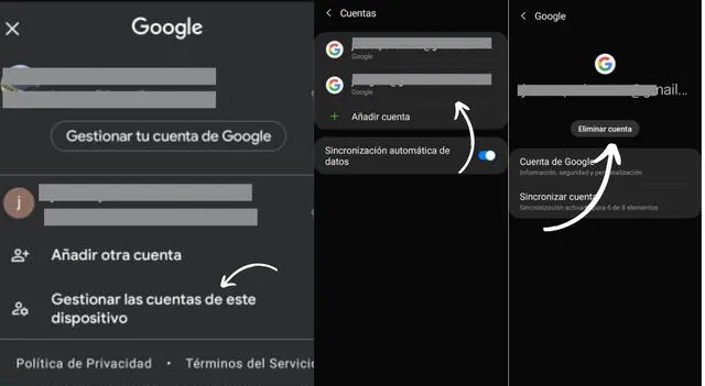 Proceso para eliminar cuenta de Gmail desde Android