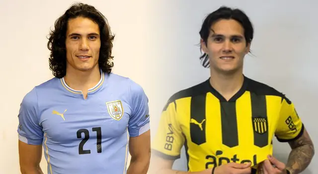 Parentesco físico entre Edinson Cavani y Rubén Bentancourt. (Foto: Twitter)   