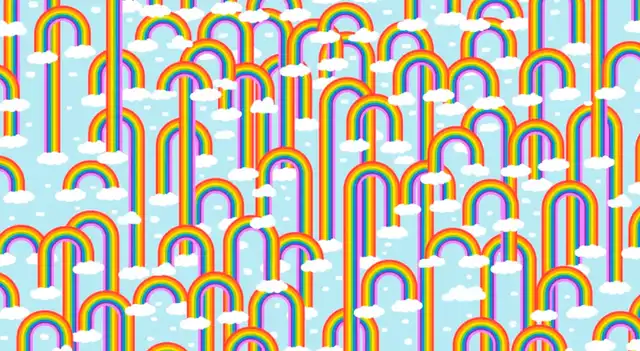 Encuentra el arcoíris que no tiene nubes.   