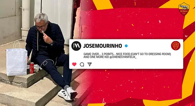 DT de Roma, Jose Mourinho, fue viral por comer en el suelo.   