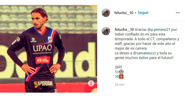 Mensaje de Felipe Rodríguez a la afición de Carlos Mannucci.   