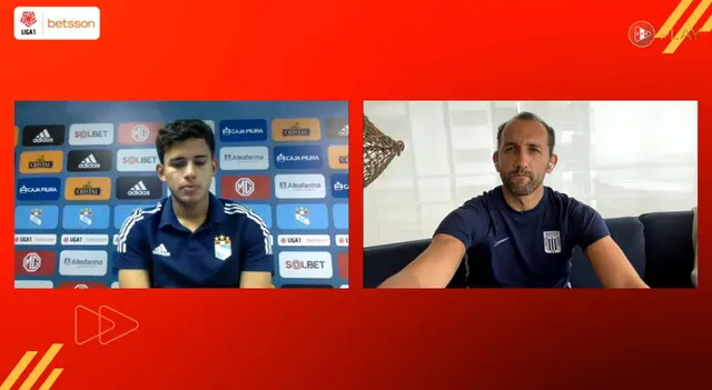 Jhilmar Lora y Hernán Barcos brindaron conferencia de prensa previo a la final. Captura: FPF Play.   