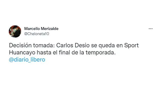 Carlos Desio seguirá al mando de Sport Huancayo. (Foto: Twitter) Carlos Desio seguirá al mando de Sport Huancayo. (Foto: Twitter)