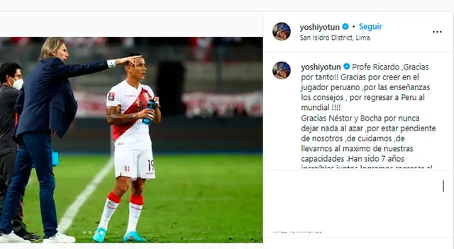 Yoshimar Yotún y su mensaje en redes sociales