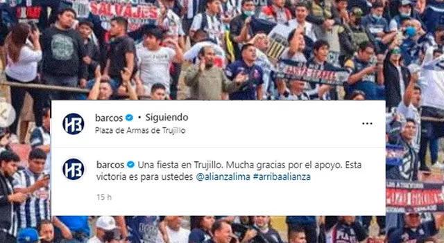 Hernán Barcos y su mensaje en Instagram por el apoyo del hincha blanquiazul