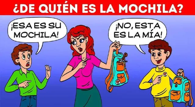 ¿Cuál de los niños es el dueño de la mochila? Averígualo en 7 segundos ¿Cuál de los niños es el dueño de la mochila? Averígualo en 7 segundos
