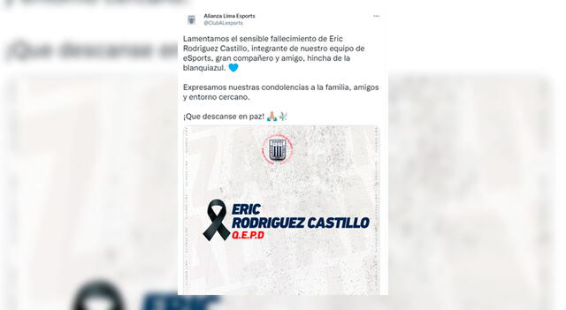 El tributo al jugador desde Alianza Lima Esports    