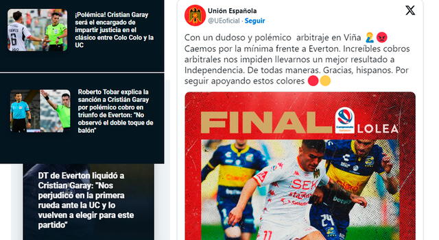 Así informó la prensa y clubes chilenos sobre Cristian Garay (Foto: Twitter - X)