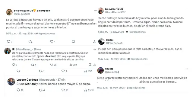 Comentarios hacia Bruno Marioni. / Foto: Twitter