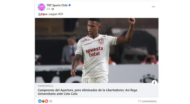Así fue la publicación de medio chileno en la previa del Universitario vs. Colo Colo   