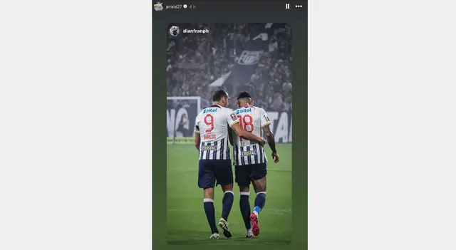 Jeriel De Santis compartió imagen del partido de Alianza Lima | Foto: Instagram Jeriel De Santis    